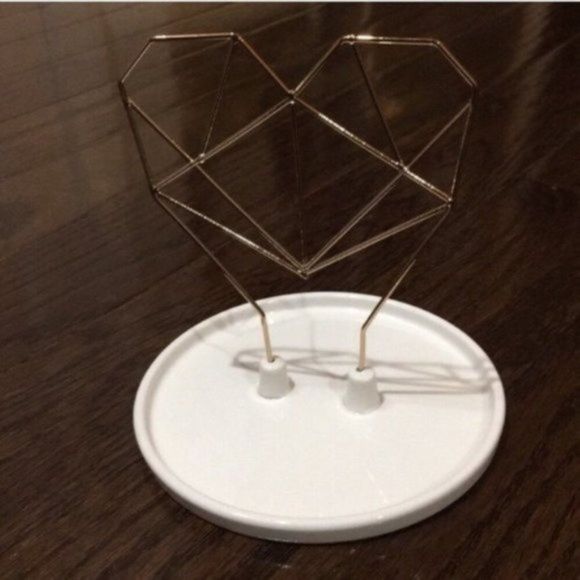 IMM Living Coxet Wire HEART Jewelry ceramic white gold Holder - Picture 5 of 7